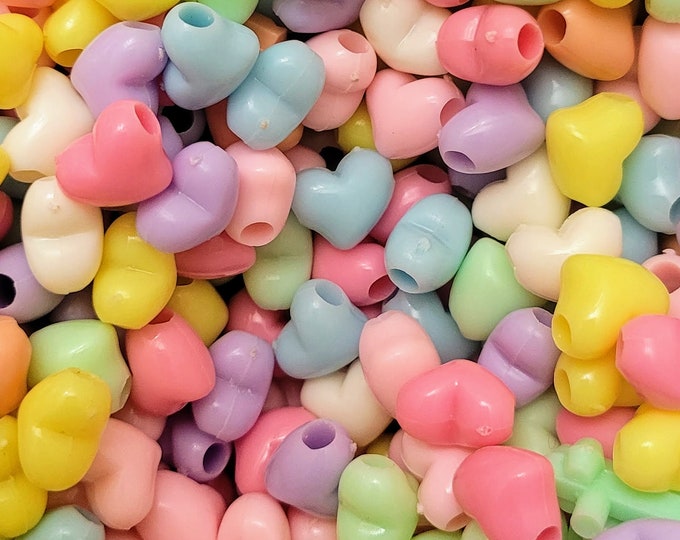 Pastel Love Heart Acrylic Beads: 12mm DIY Craft Supplies (100 Pack)