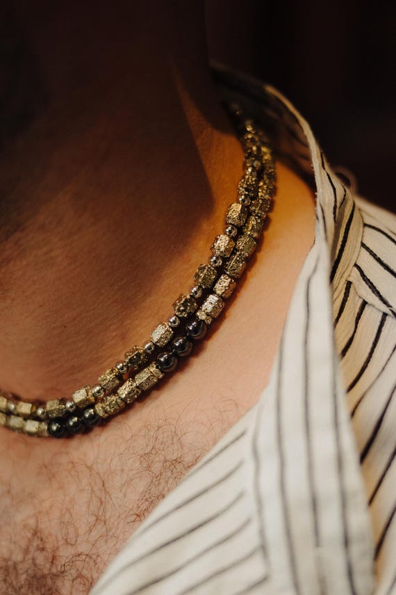 Gemstone Necklaces for Men:  Choose your design. Ideal and Unique Christmas Gifts. 18 inches.