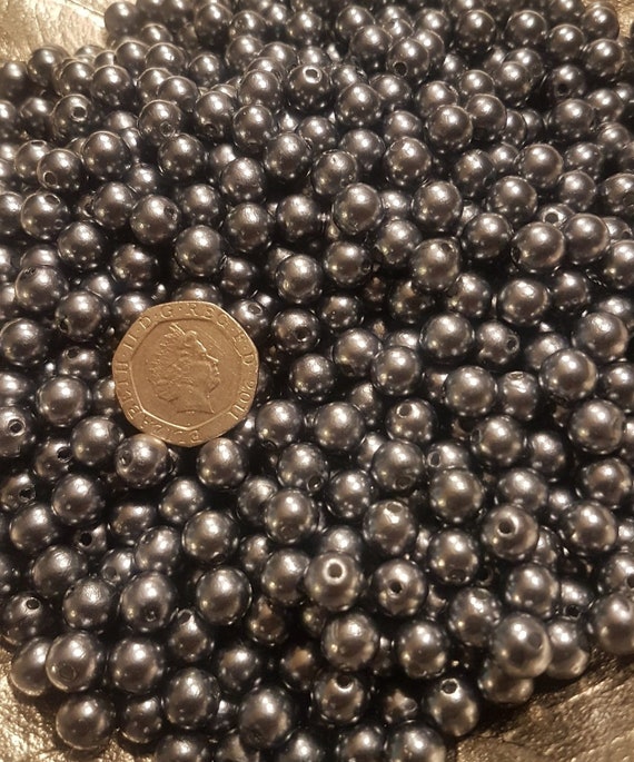 8/6mm grey (also available in pearl, black, Clear AB ) beads (100 beads) 1.5mm hole for jewellery making, flower sprays, vines & DIY, craft