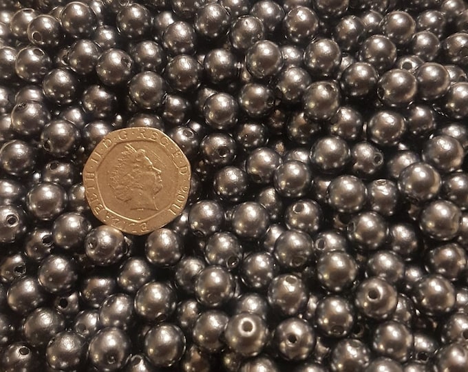 Grey Round Beads 8/6mm: 100pc DIY Jewelry Making Supplies