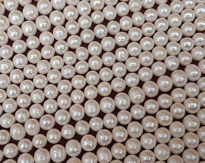 AAA Ivory Almost Round Freshwater Pearl Strand: DIY Jewelry Making (14 inches)