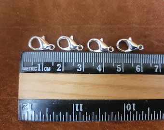 Klauenverschluss 14x8 mm versilbert.  (24er Packung) Für Schmuck & Bastelherstellung.