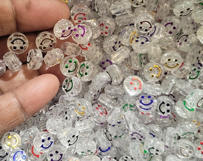 6mm Transparent Smiley Face Acrylic Beads: DIY Craft Jewellery