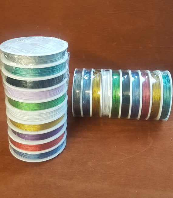 0.45mm tiger tail plastic coated wire for DIY projects, jewellery making, craft. 100 yards per roll. Sold singly.