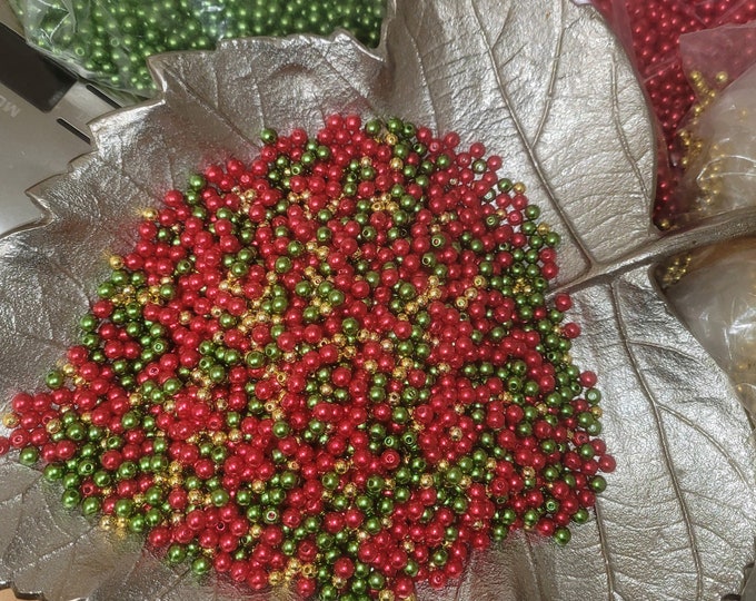 Christmas Acrylic Beads: Red, Green & Gold DIY Jewelry Making