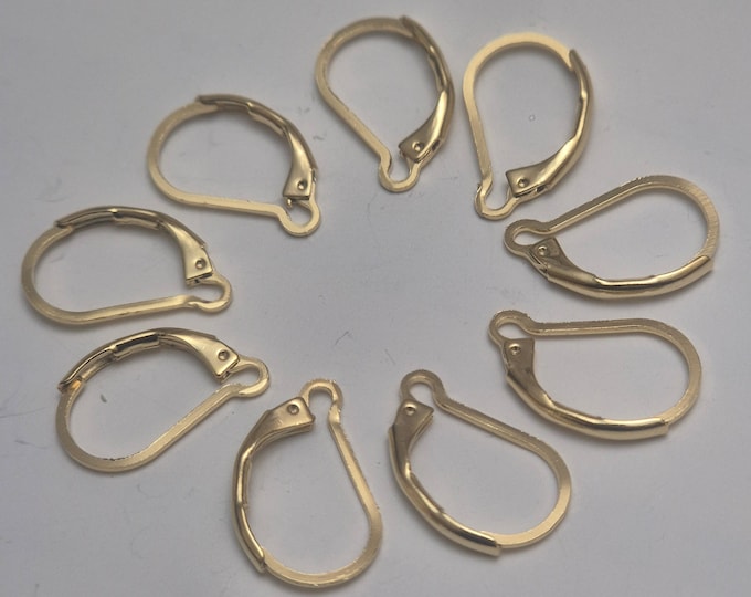 Lever back Earring Findings for Jewelry Designers. Stainless steel base with gold-plating.