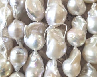 Perlas barrocas AA+: Materiales para joyería de alto brillo (18 x 12 mm aprox.)