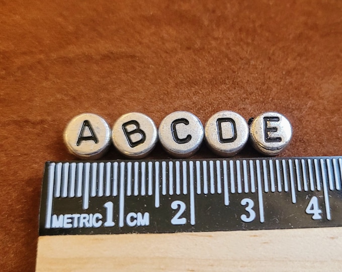 6mm Silver & Black Alphabet Coin Beads: DIY Jewelry Making