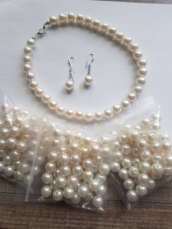 12/10/8/6mm  pearl beads (100 beads) 1.5mm hole for jewellery, flower sprays, vines and DIY & wedding craft and more