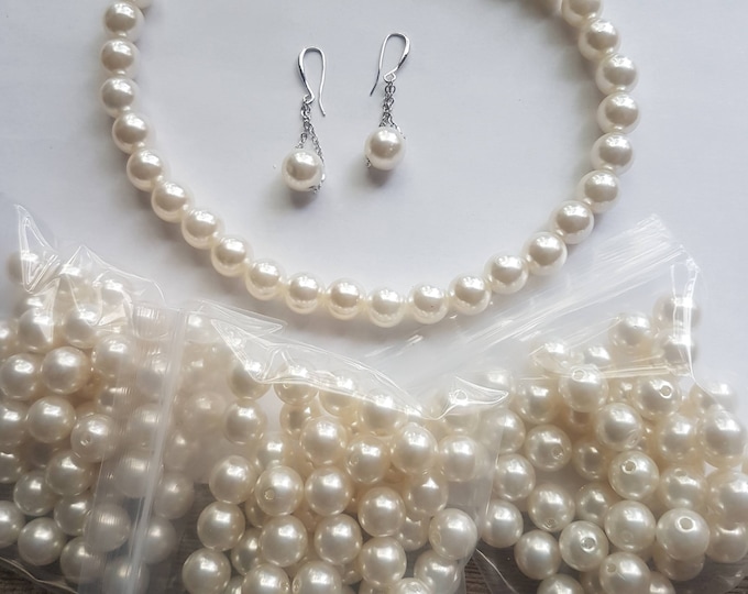 Ivory Acrylic Pearl Beads: 1.5mm Hole, DIY Jewelry Craft (100 beads)