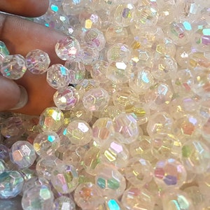 6mm klare AB facettierte Perlen, für DIY Bastelprojekte, Schmuckherstellung, Rahmen, Weihnachten & Hochzeitsdekoration. Auch als Vasenfüller zu verwenden!