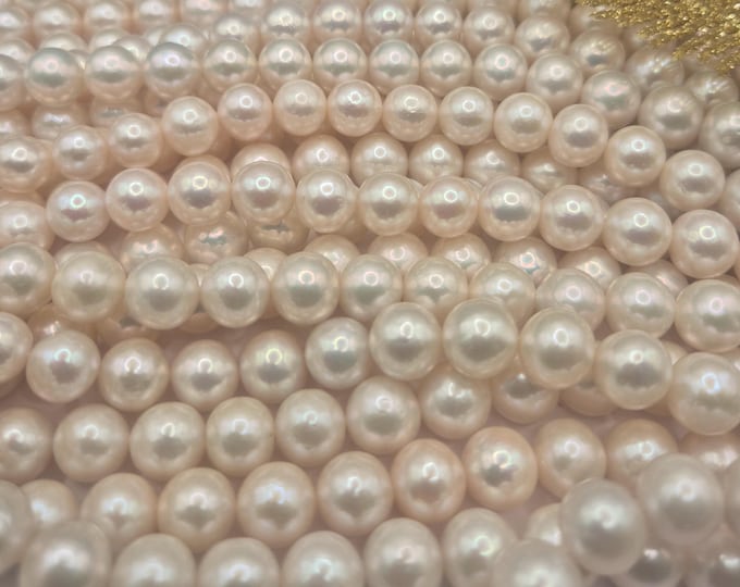 Ivory White Freshwater Pearl Strand, 10-11mm High Luster Beads