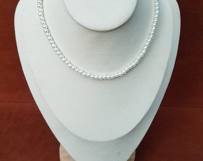 6mm pearl necklace. Bridal pearls, Bridesmaids pearls, Adjustable pearl classic necklace. Gift for her, gift for him. Free UK delivery.