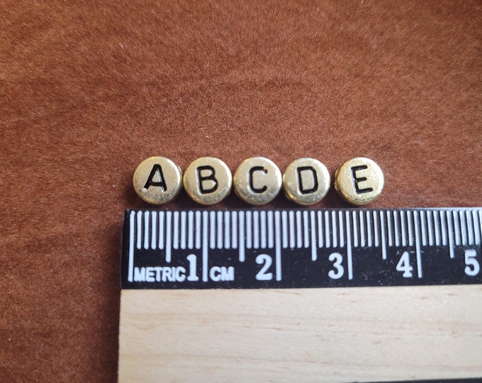 6mm Gold & Black Alphabet Coin Beads: DIY Jewelry Making