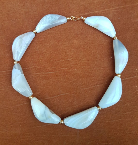White quartz necklace. Classy collar design. Unique shape that stir curiosity. Gift for her.