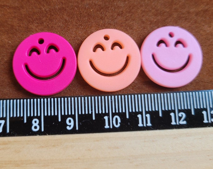 18mm Smiley Face Beads: Mixed Color Charms, Pack of 10