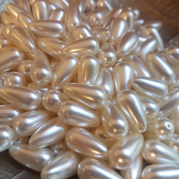 22x12mm large, beautiful Ivory teardrop pearl beads (2/10/20 beads in pack)  for jewellery, flower sprays, vines and DIY & wedding craft