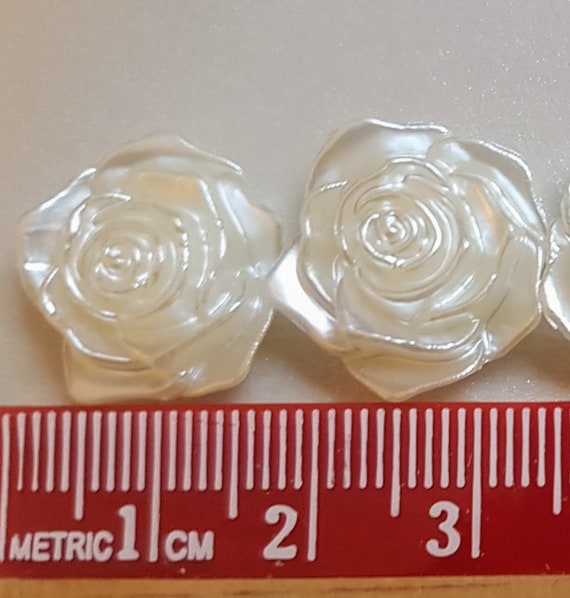 Flatback pearl rose for jewellery, flower sprays, hair deco and DIY & weddings (Pack of 20) Dispatched from the UK. 16-18mm approx. size