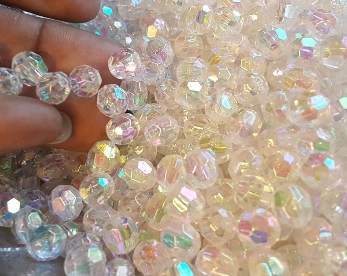 6mm Faceted AB Acrylic Beads: DIY Jewelry Making Supplies