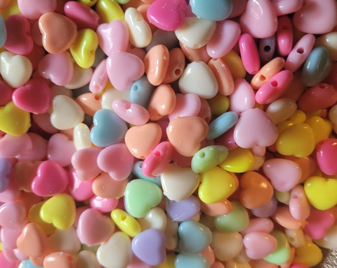 10mm Pastel Heart Acrylic Beads: DIY Craft Supplies (Pack of 100)