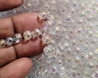 Perles acryliques transparentes AB de 6 mm : Fournitures pour la fabrication de bijoux (100 perles)