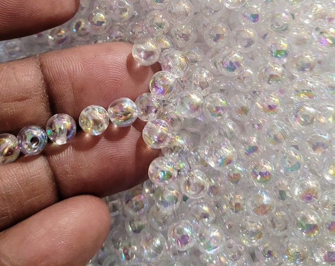 6mm Clear AB Acrylic Beads: Jewelry Making Supplies (100 beads)