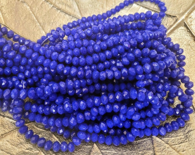 Cobalt Blue Crystal Rondelle Beads, 6x4mm (100 Beads)