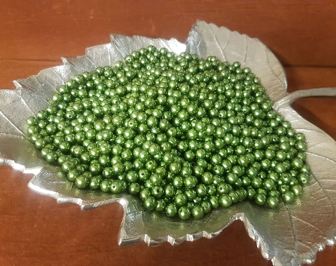 Green Pearlized Beads: 6mm/8mm, 100pcs, DIY Jewelry Supplies