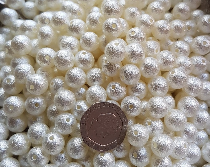 6mm Ivory Textured Pearl Acrylic Beads - 100 Pcs