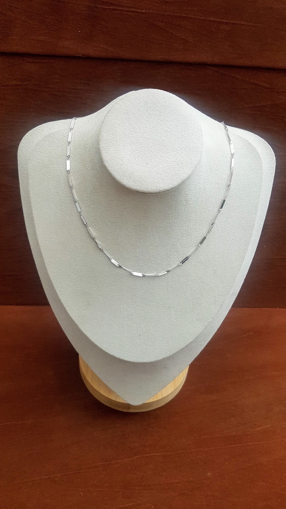 Silver  chain. 46cm long. Highly polished finish. Non-tarnishing rhodium. Very durable, very beautiful!