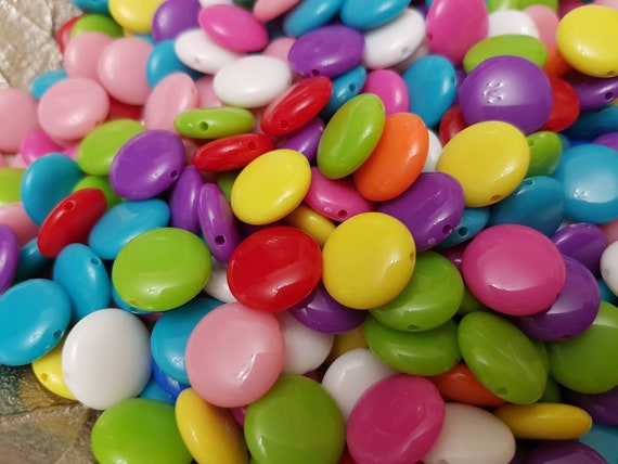 Colorful Smarties Acrylic Beads for DIY Craft & Jewelry Making. 14mm Mixed  - Pack of 20/50/100 - Dispatch from UK