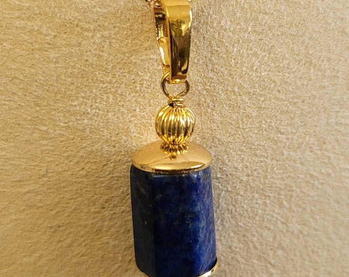 Lapis lazuli pendant. Without chain with openable bail. 30mm x 8mm