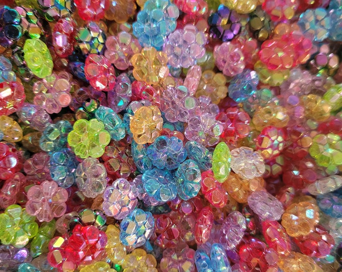 100 Mixed Color Acrylic Flower Beads: DIY Jewelry Making (10x4mm)