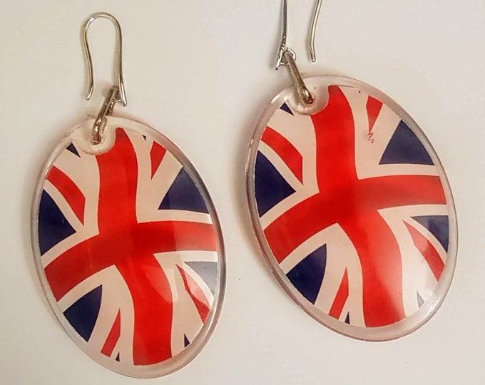 Union Jack Dangle Earrings: British Flag Jewelry
