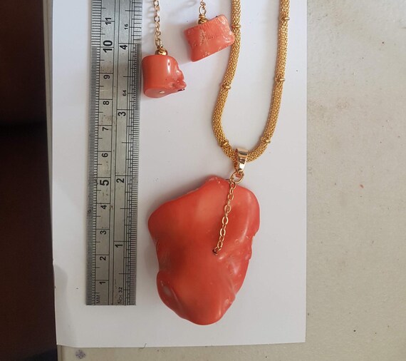 Pink Coral Pendant Necklace Set - Unique Statement Jewelry for Women, One-Off Design, Perfect Gift Idea