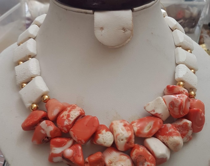 Coral Necklace set with bracelet & earrings. Nigerian coral designs. Unique Wedding traditional jewelry.
