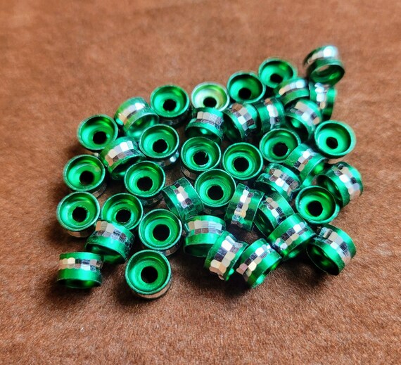 Spacer beads, silver and green, 4x6mm Pack of 50. Perfect embellishment to Christmas jewellery or decorations. Christmas craft.