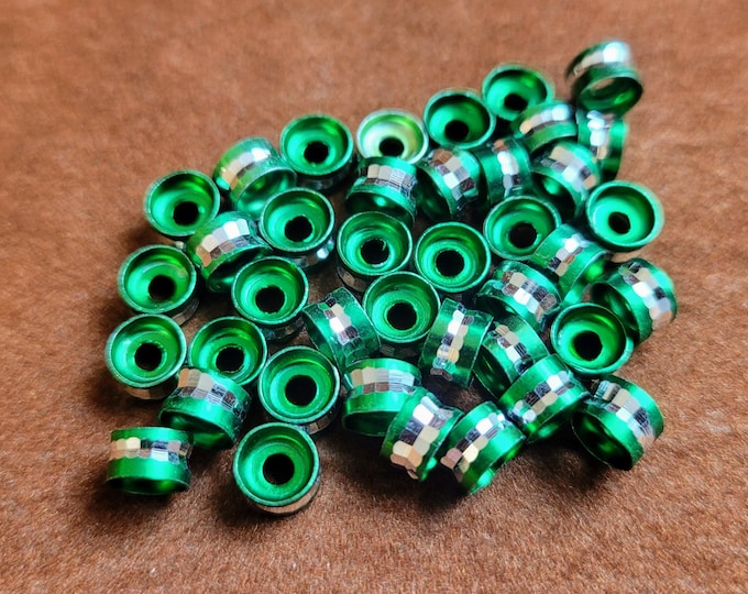 Silver & Green Rondelle Spacer Beads: Christmas Jewelry Embellishment (Pack of 50)