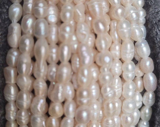Ivory Baroque Pearl Strand 4x5mm, High Luster Gemstone Beads, 14 inch