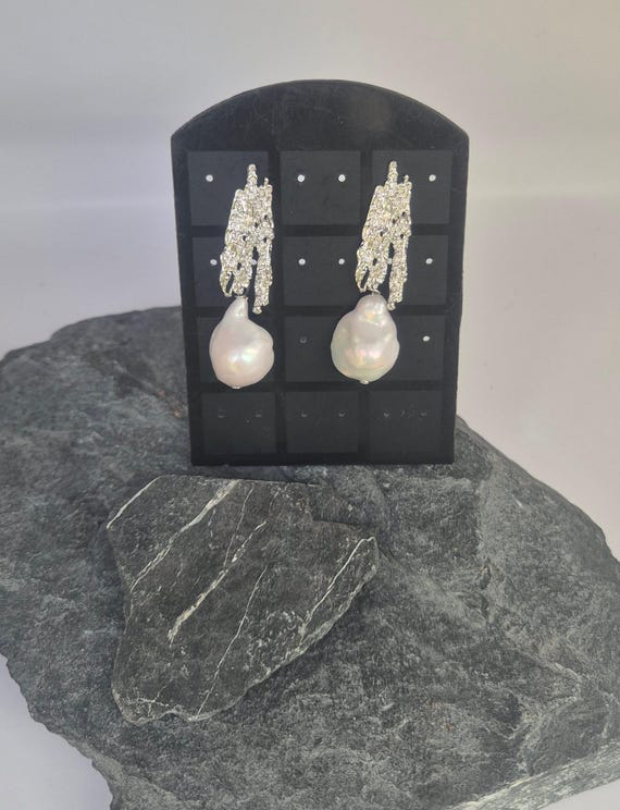Baroque Pearl dangle, unique drop handmade dazzling silver or gold plated earrings. They are absolutely gorgeous.