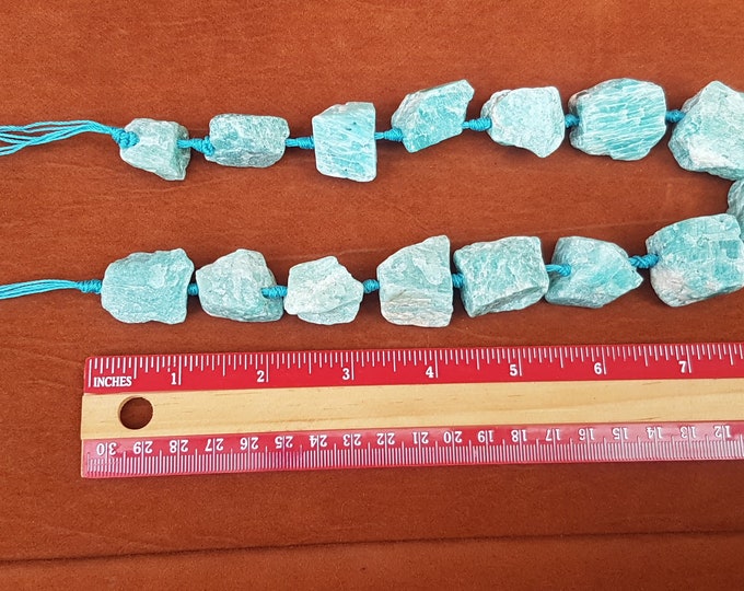 Raw Amazonite Gemstone Beads Strand: Natural Jewelry, Home Decor (25-15mm)