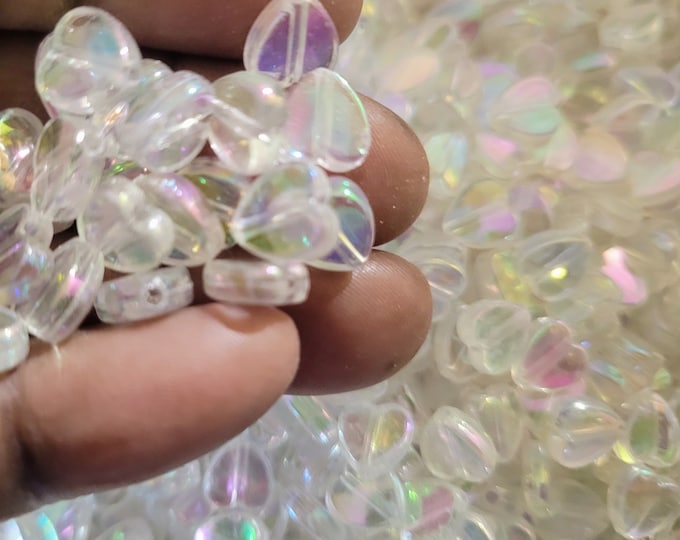 8mm Clear AB Heart Acrylic Beads: DIY Craft Supplies (100 Pack)