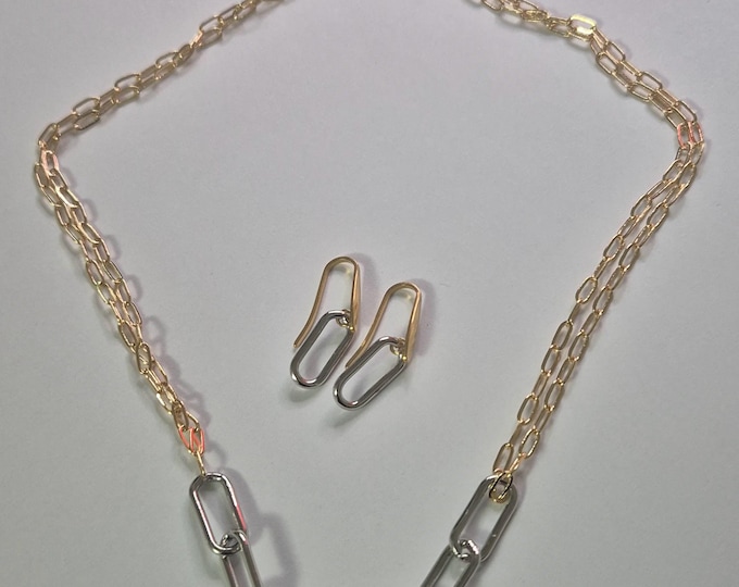 Gold and Silver Necklace Set, Earrings, Bracelet, Non-Tarnish Jewelry