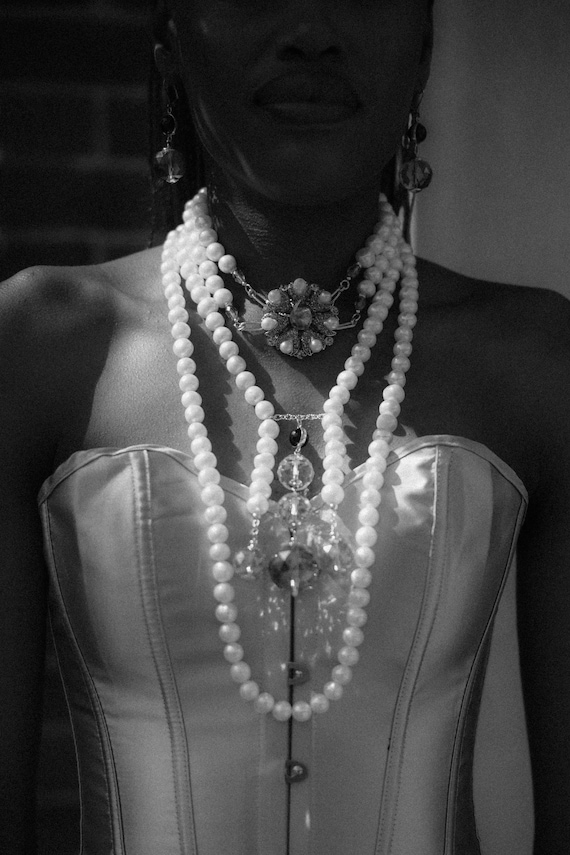 Freshwater Pearl  Set, 5-Piece fit for a queen – Unique Statement Necklace & Earrings Bridal Accessory Gift. Buyer gets everything shown.