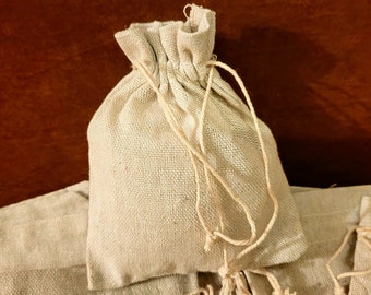 Sacola de joias de algodão natural: bolsas para presente imprimíveis - pacote com 5
