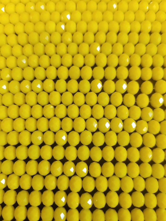 6x4mm Chinese crystal yellow opaque beads on string or loose  ***100 beads*** rondel spacer beads. Super fast delivery from the UK!!!