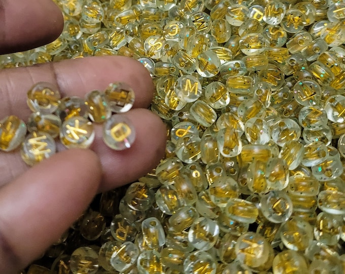 6mm Clear & Gold Alphabet Coin Beads: DIY Jewelry Making