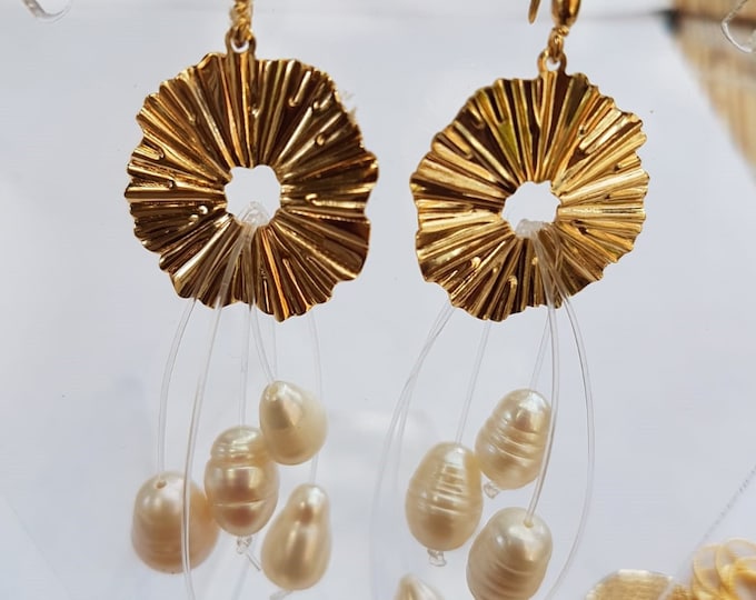 Baroque Pearl Earrings: Gold Fill Dangle Earrings, Bridal Jewelry