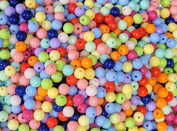Mixed colourful 8mm, 10mm acrylic beads for DIY projects, jewellery making, frame decorating & more. Delightful beads.Pack of 100 beads.