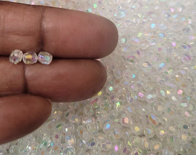 Clear Faceted Acrylic Beads: 3x4 mm DIY Craft Supplies